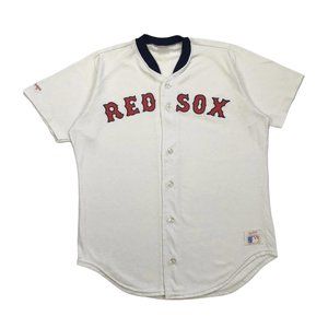VINTAGE BOSTON RED SOX SHIRT LARGE L MENS WHITE JERSEY ORTIZ MARTINEZ RAWLINGS